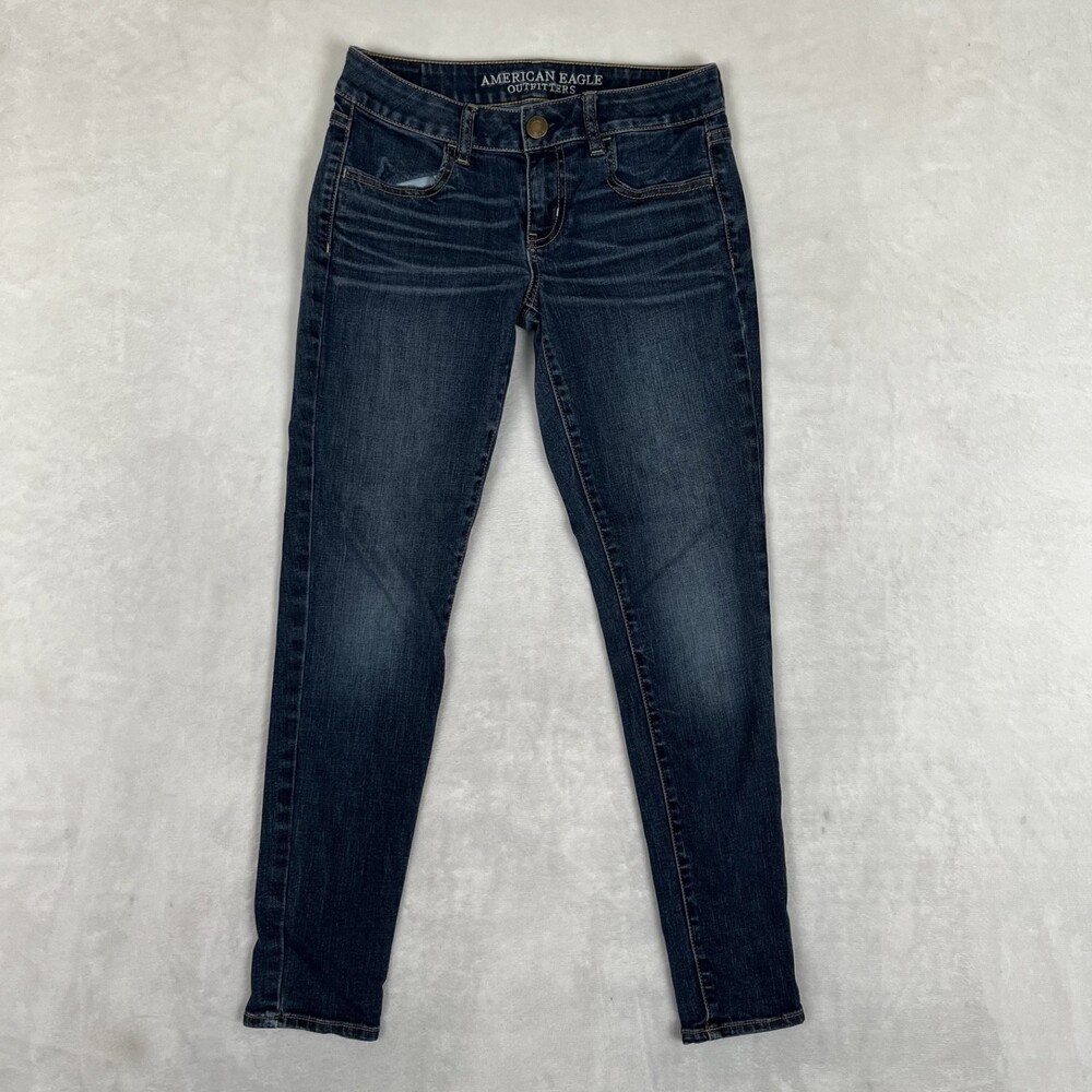 American Eagle Jegging Super Stretch Dark Blue Jeans Women's 4 Regular